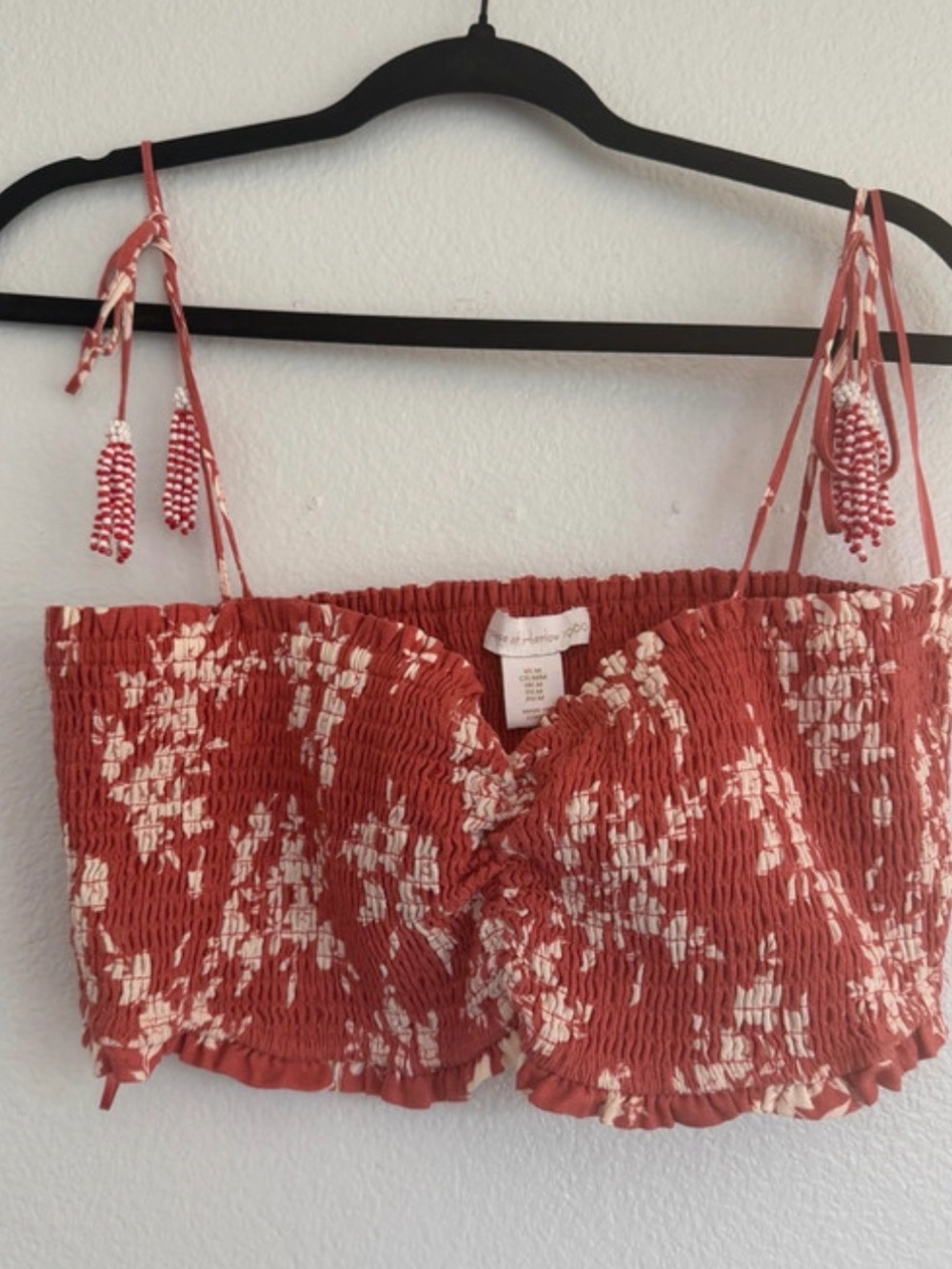House of Harlow 1960 Rust Floral Smocked Camisole